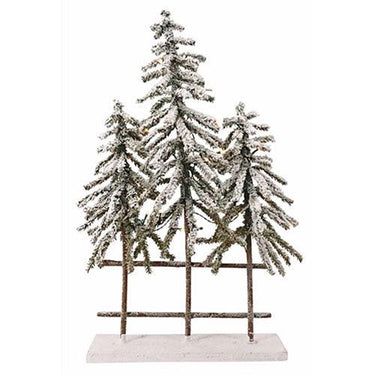 3 Flocked Trees with LED Lights - The Fox Decor